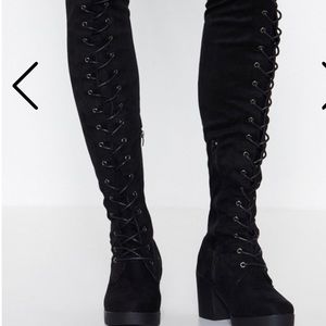 Nasty gal over the knee lace-up boots